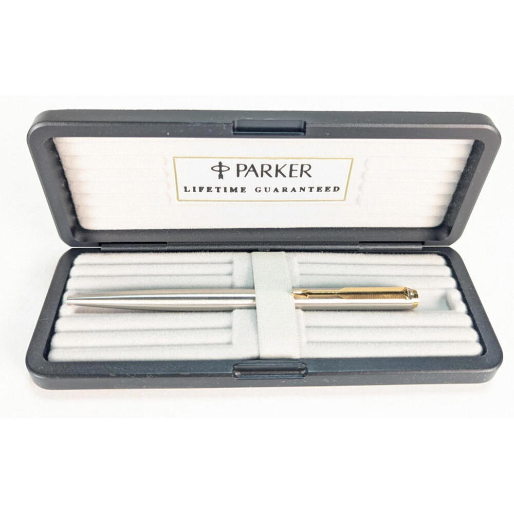 Vintage Parker Classic Gray Matte Ballpoint Pen Original Box Booklet France IIIE